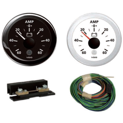 Kit Amperometro 52 mm 60A Bianco/Nero Victron VDO, Per Plancia Barca